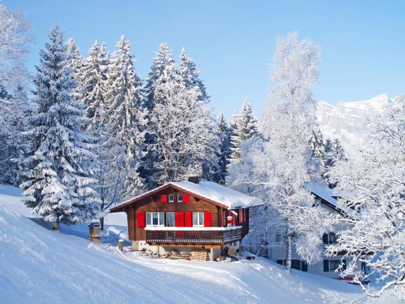 Mùa đông ở các vùng núi Thuỵ Sĩ được phủ đầy tuyết trắng